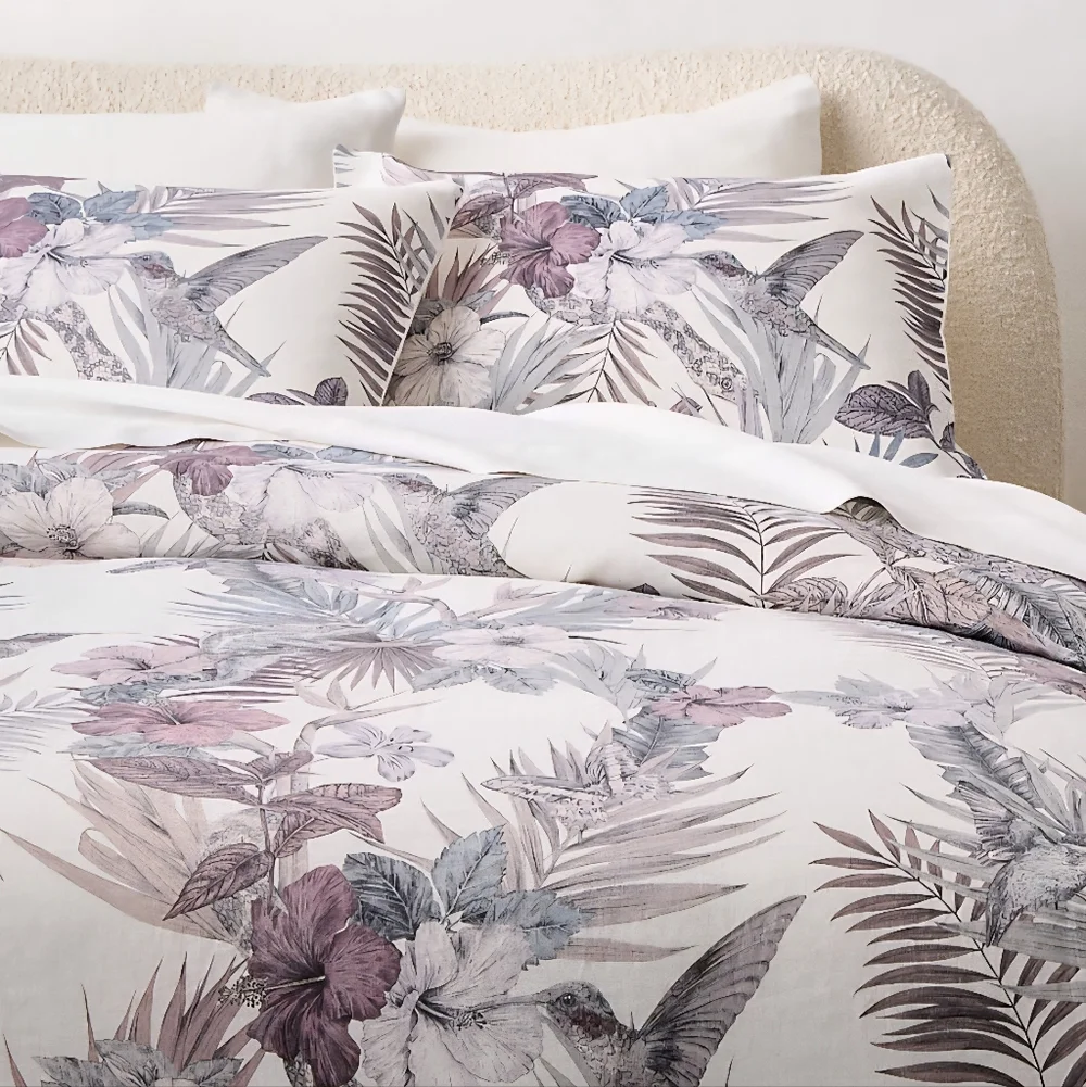 ❤️BUY 2 GET 1 FREE Eden Off White & Smoked Mauve Linen King & Standard Set